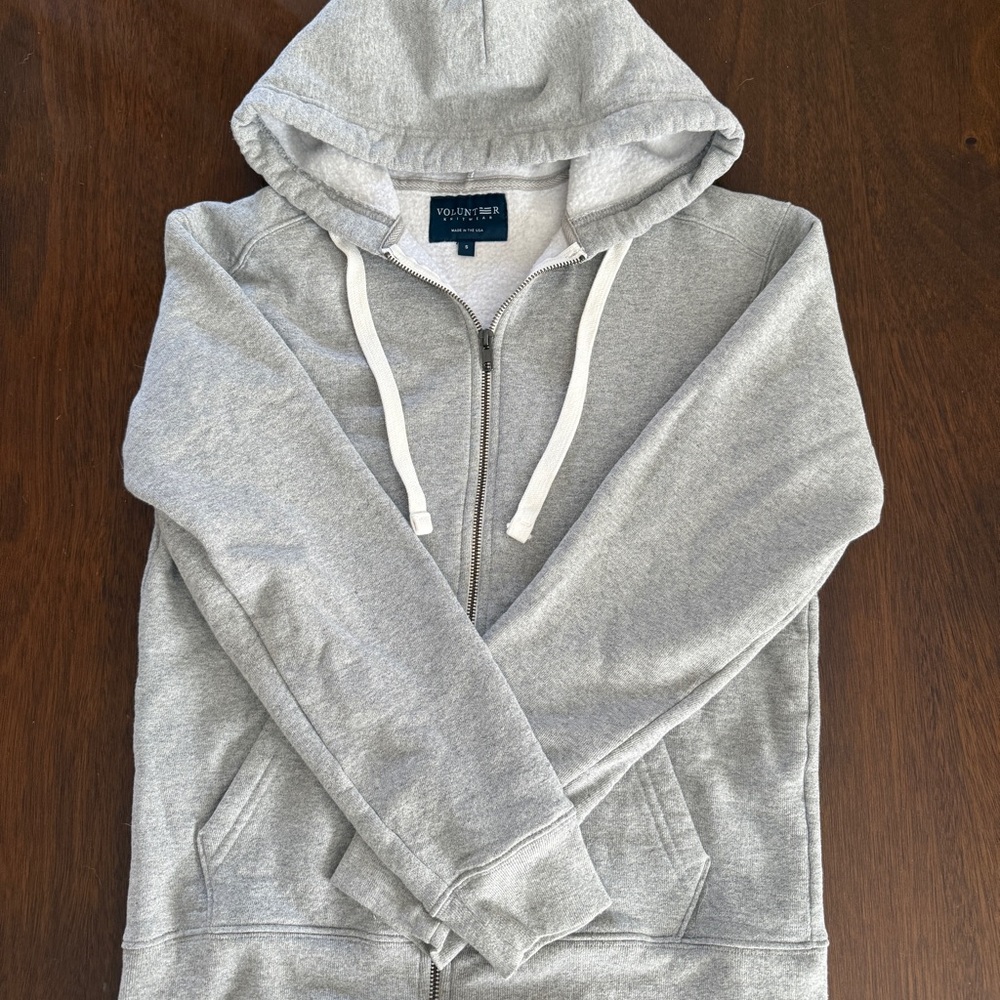 NWOT Volunteer Knitwear Unisex Gray Full-Zip Hoodie Sweatshirt